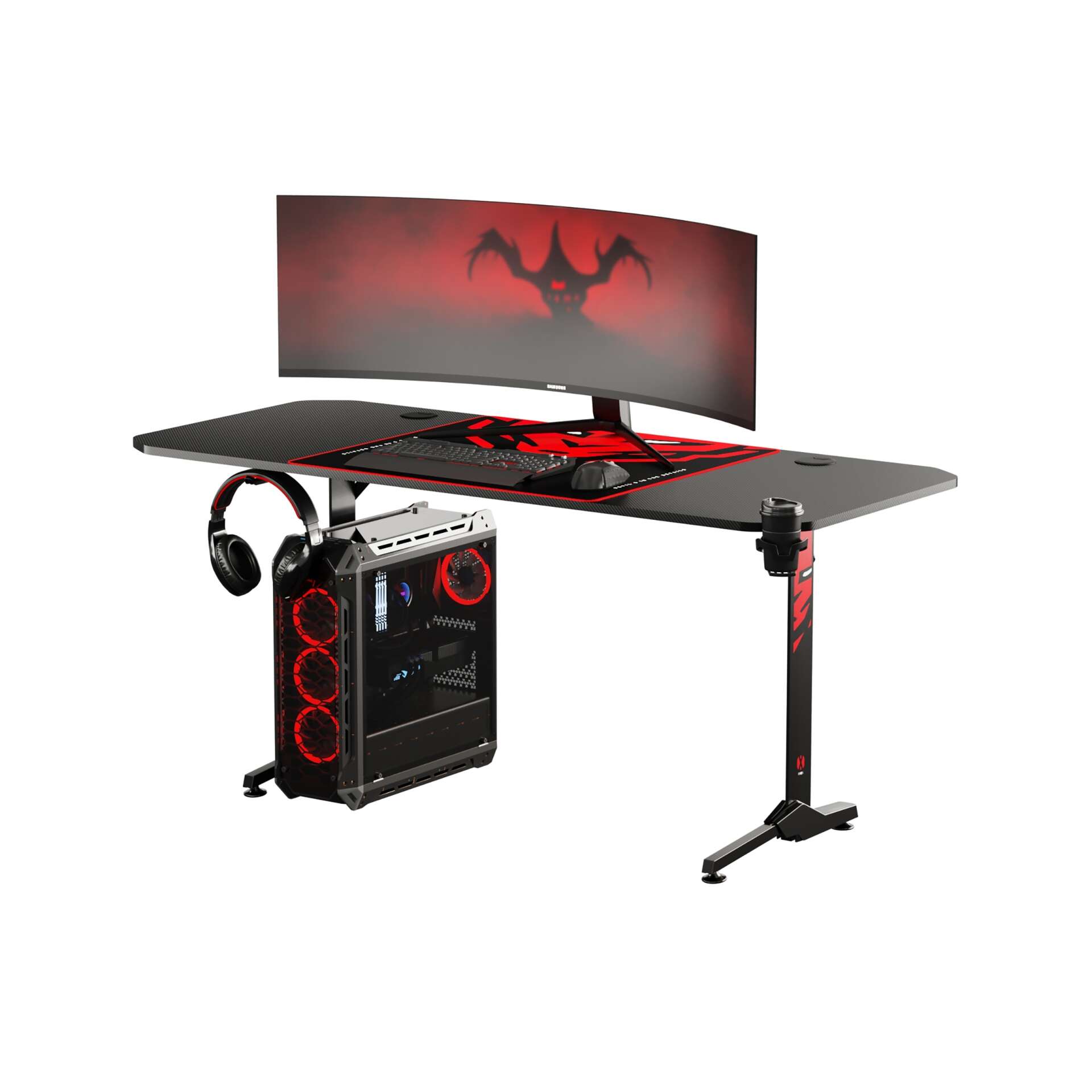 Diablo x-mate 1600 gamer asztal - fekete/piros