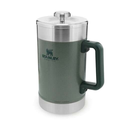 Stanley Stay-Hot French Press, 1,4L, verde, oțel inoxidabil, izolat cu vid, menține cafeaua caldă, pentru camping, utilizare în aer liber, călătorie