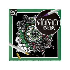 CraftArt Colorati-ți propriul hârtie de catifea, 5 foi, 18x18cm, verde, carte de colorat, carte de colorat pentru adulți, mandala, fluture, bufniță, floarea-soarelui, floare, materiale de artă - Grafix