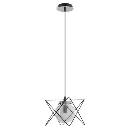 Lampă suspendată ADVITI Corrado 1P, cadru metalic negru, abajur din sticlă transparentă, soclu E14, design modern