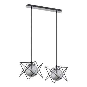 Lampă suspendată ADVITI Corrado 2P neagră cu două globuri de sticlă cromate - Lustre și pendule