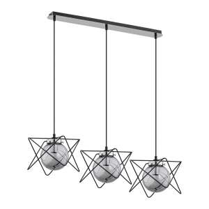 ADVITI Corrado 3P AD-LD-6213GGE14S Chrom-Pendelleuchte, 3 Leuchtmittel, schwarzer Metallrahmen - Adviti