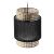 Close-up of ADVITI Lana 200 1p black pendant light with rattan and fabric shade