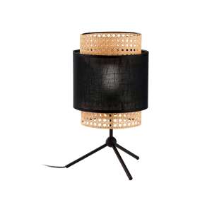 ADVITI Lana AD-LD-6240BE27T black and brown table lamp with rattan and fabric shade - Table Lamp