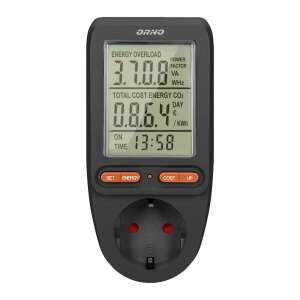ORNO OR-WAT-435(GS)/B energy consumption meter socket, black, schuko, 3680W, IP20, 16A, 230V - Electricity Meter