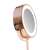 Side view of the rose gold illuminated cosmetic and makeup mirror with LED lights, 360 degree swivel, 1x and 5x magnification, The Beauty Specialists