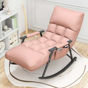 BeComfort rocking chair, pink, comfortable, adjustable, with armrests, for living room, bedroom, home office - Living Room Furniture