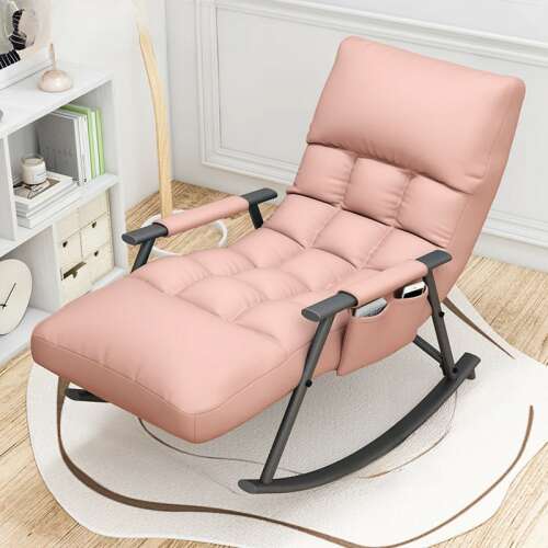 BeComfort rocking chair, pink, comfortable, adjustable, with armrests, for living room, bedroom, home office