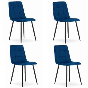 Set of 4 Artool Kara dining chairs, blue velvet, metal legs - Kitchen Furniture