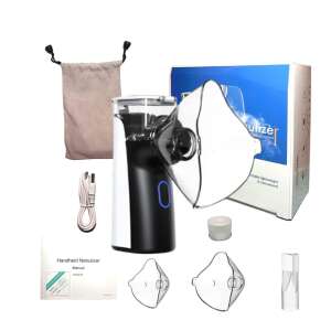 Portable nebulizer kit, includes nebulizer, mask, mouthpiece, carrying case, USB cable, manual - Inhaler
