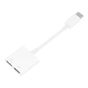 Biały adapter audio USB-C do 2 x Typ-C do ładowania i słuchawek - Konwerter USB