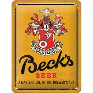 Becks Beer Metal Sign, World Famous, A Masterpiece of the Brewer's Art - Art