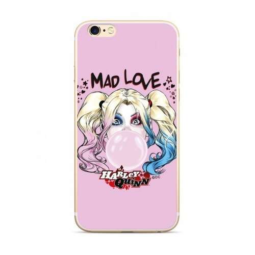 Harley Quinn iPhone XR tok, rózsaszín szilikon tok Harley Quinn mintával, Mad Love, telefontok