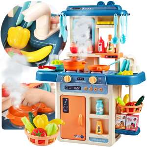 IA Interactive Play Kitchen with Light and Sound Effects, Blue, 63cm, kids cooking playset - Play Kitchen & Toy Kitchen