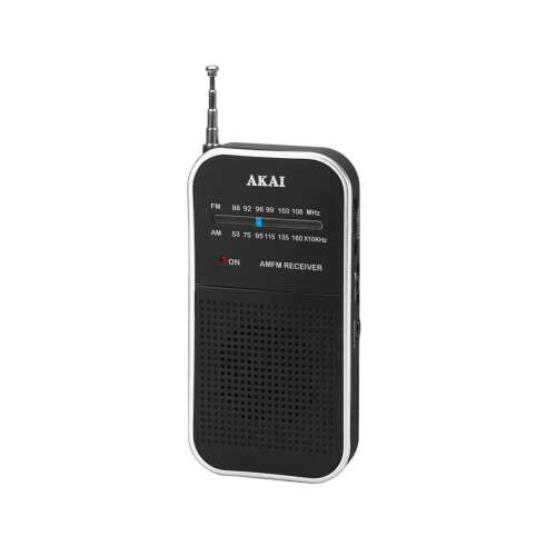 Schräge Ansicht des Akai APR-350 schwarzen Taschenradios