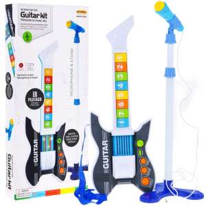 ISP LikeSmart Guitar Chitară pentru copii cu microfon, Chitară electrică cu lumini și sunete realiste, Microfon, Dezvoltă creativitatea, Alb