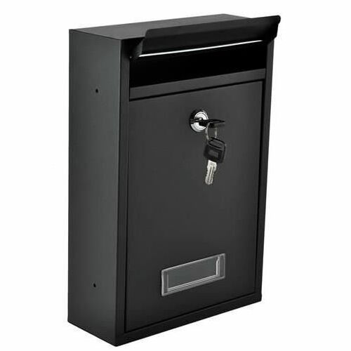 Zárható fém postaláda 2 db kulccsal, black metal mailbox