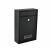 Lockable black metal mailbox with address window, wall-mounted