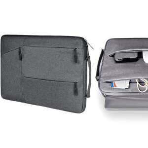 Husa pentru laptop Tech-Protect Pocket Laptop 14 gri închis, vedere din față și din interior - Tech-Protect