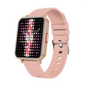 Maxcom FW56 Carbon Pro Smartwatch in Gold mit rosa Silikonarmband - Maxcom