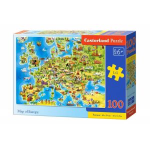 Puzzle Harta Europei Castorland, 100 piese, puzzle educativ pentru copii - Castorland Puzzle