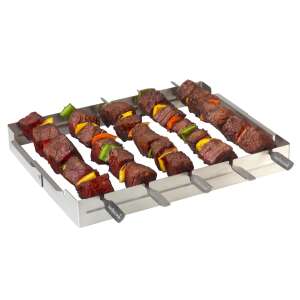 Barbecook Spießhalter aus Edelstahl mit 5 Spießchen, perfekt zum Grillen von Kebabs - Gartengrill, Ofenzubehör