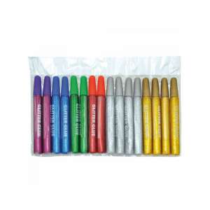 16 darab 13 ml-es csillámos ragasztócső különböző színekben, tökéletes kézműves projektekhez és dekorációhoz - Playbox