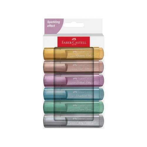 Faber-Castell Textliner 46 Metál Szövegkiemelő Szett, 6 darabos, arany, rózsaarany, lila, ezüst, zöld és kék metál színekkel