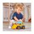 Child playing with Simba Toys Volvo ABC Lucy Loader toy excavator