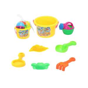 7-teiliges Sandspielzeug-Set mit Eimer, Schaufel, Rechen, Sieb, Formen und Gießkanne - Strandspielzeug