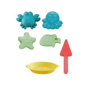 Homokozó szett tengeri állatokkal, tartalmaz szitát, lapátot és 4 formát: rák, polip, tengericsillag és hal - Felfújható játék & Strandjáték