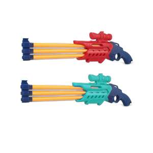 WaterWow Wasserpistole, rot und türkis, 56 cm lang, 10-18 Meter Reichweite, Wasserwerfer, Sommerspaß - Strandspielzeug