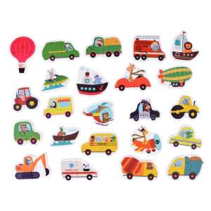 Puzzle cu 23 piese cu vehicule pentru copii, prezentând o varietate de vehicule, inclusiv mașini, camioane, avioane, bărci și multe altele - Puzzle pentru copii