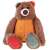 Brown plush teddy bear with colorful tummy, legs and ears, 30 cm tall