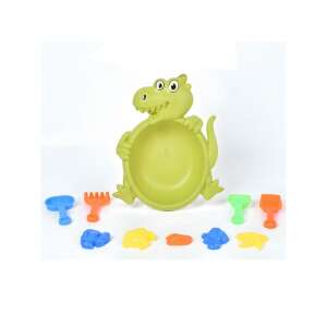 Vidám Kroki Sandkasten-Set mit 10 Teilen, inklusive einem Krokodil-Eimer, Schaufeln, Rechen und Formen - Strandspielzeug