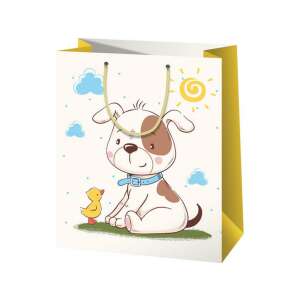 Geantă cadou mare cu un design drăguț cu un câine și un pui, perfectă pentru orice ocazie. - Pungi cadou