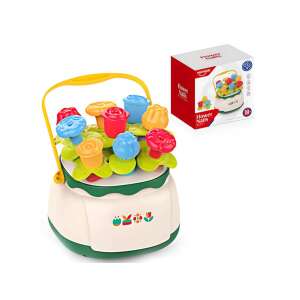 Happy World Joc de sortare a formelor cu cuie de flori pentru bebeluși, forme de flori colorate de sortat în coș - Jocuri de sortare a formelor