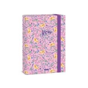 Cutie pentru caiete Ars Una Fleur A4, roz cu model floral, pentru organizarea și depozitarea caietelor, hârtiilor și documentelor - Ars Una
