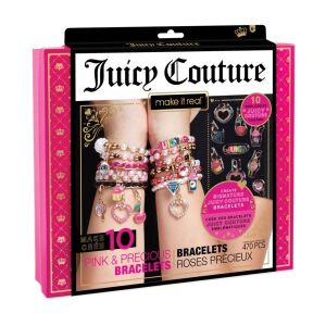 Make it Real Juicy Couture ružová a trblietavá súprava na výrobu šperkov pre dievčatá, vytvorte si vlastné náramky - Hračky na výrobu šperkov