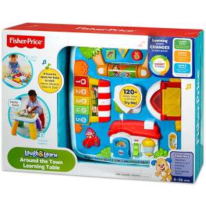 Fisher-Price Laugh & Learn Around the Town Learning Table, jucărie interactivă bilingvă pentru bebeluși și copii mici, învață litere, numere, culori, forme și multe altele - Fisher Price Jocuri si jucării educative