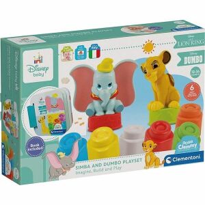 Clemmy Baby Simba și Dumbo Set de joacă cu blocuri moi și carte, jucărie de dezvoltare Disney Baby - Clementoni Jocuri si jucării educative