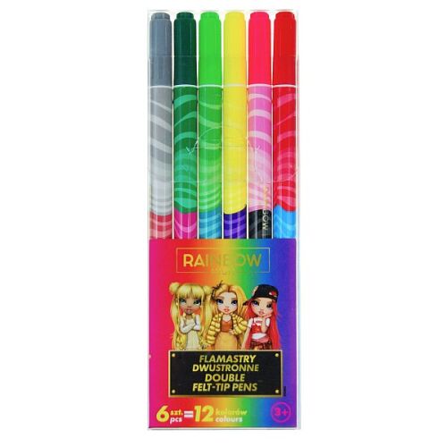 Rainbow High kétvégű filctoll készlet, 6 darabos, 12 színnel