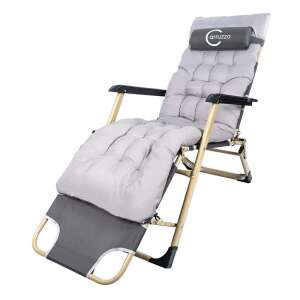 Carruzzo Összecsukható napozóágy strandra vagy kertbe, párnával és fejtámlával, ágyfunkcióval, 64x178cm, szürke