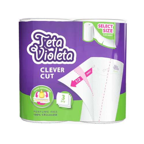 Teta Violeta Clever Cut 3-warstwowe ręczniki papierowe, 2 rolki, bez zapachu, 100% celuloza