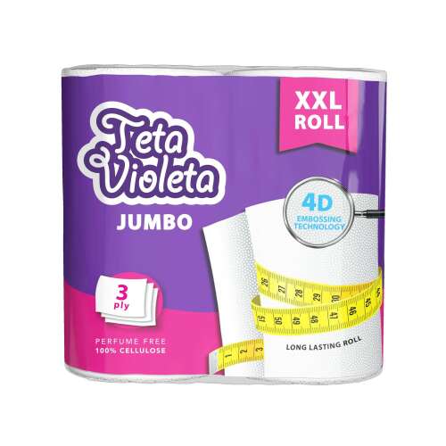 Teta Violeta Jumbo XXL rolă 3 straturi șervețele de hârtie, fără parfum, 100% celuloză, de lungă durată