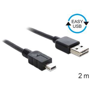 Delock USB 2.0 A-típusú &gt; Mini-B-típusú kábel, 2 méter hosszú, fekete - Delock