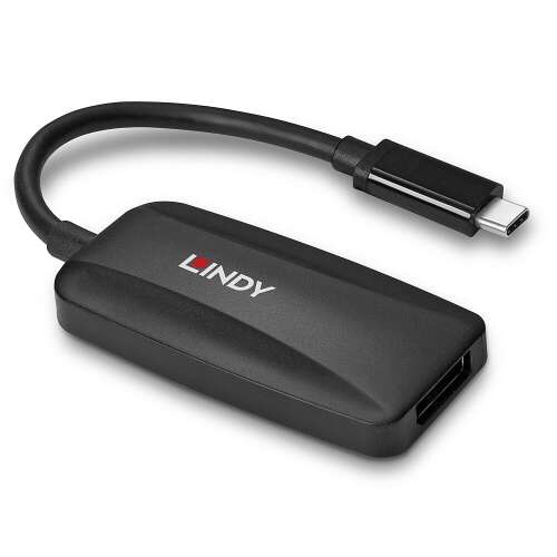 LINDY USB-C auf DisplayPort 1.4 Adapter, 8K 60Hz, 4K 120Hz, Schwarz