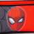 Close-up of the Spiderman face on the front of the pencil case