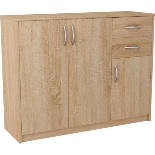 Manhattan Jelin Komód - Sonoma Tölgy - 3 Ajtó, 2 Fiók - 110x85x35 cm 135844972