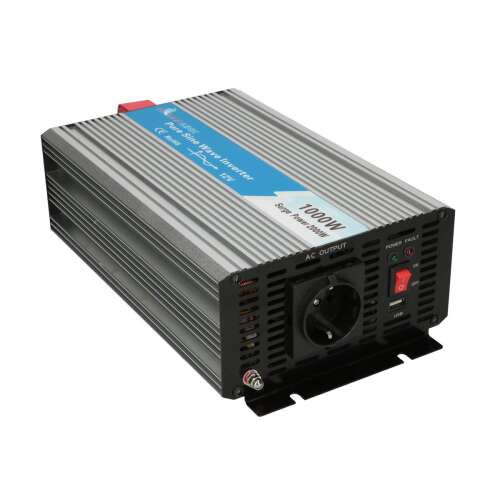 Extralink PRETVARAČ NAPONA 12V - 230V, 1000W, ČISTI SINUS OPIP-1000W pretvarač i inverter Automatski Aluminij 97996724